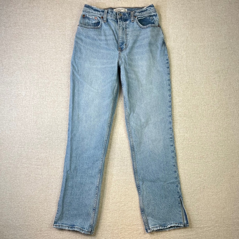 Abercrombie & Fitch Curve Love 90s Straight Ultra High Rise Slit Jeans 4 Short